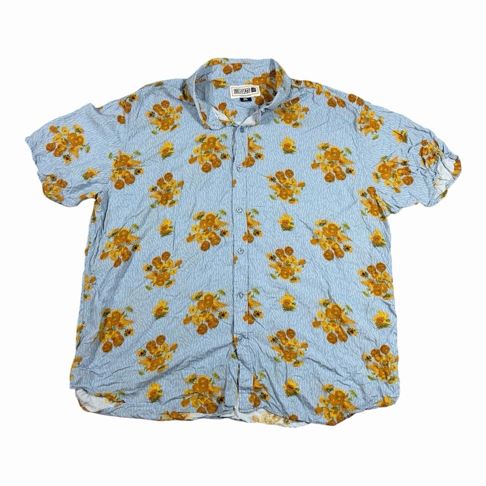RSVLTS Van Gogh Limited Museum Sunflowers Short Sleeve Button Down Shirt 3XL